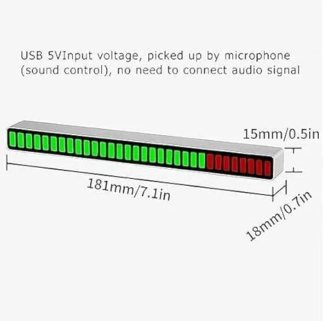 RGB Rhythm LED Light Bar – Sound Reactive Music Ambient Strip with Multiple Modes for Desks, Cars, Setups & Parties – USB Powered Audio Pickup Light