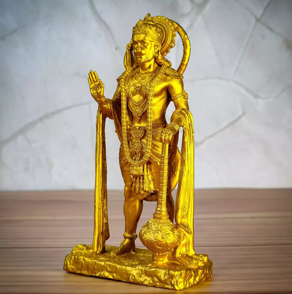 Indian Handicraft Golden Colour Shri Hanuman Idol