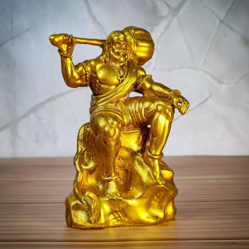 Premium Bahubali Hanuman Idol Sitting on Mountain, Home Decor Hanuman Murti