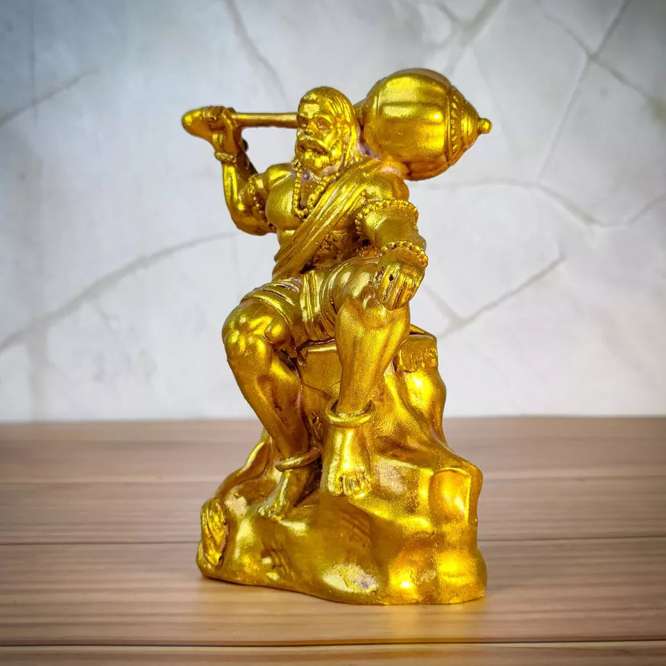 Premium Bahubali Hanuman Idol Sitting on Mountain, Home Decor Hanuman Murti