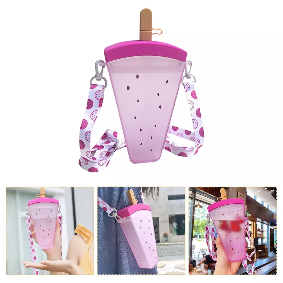 Kawaii Watermelon Ice Cream Sippers with Strap and Stickers